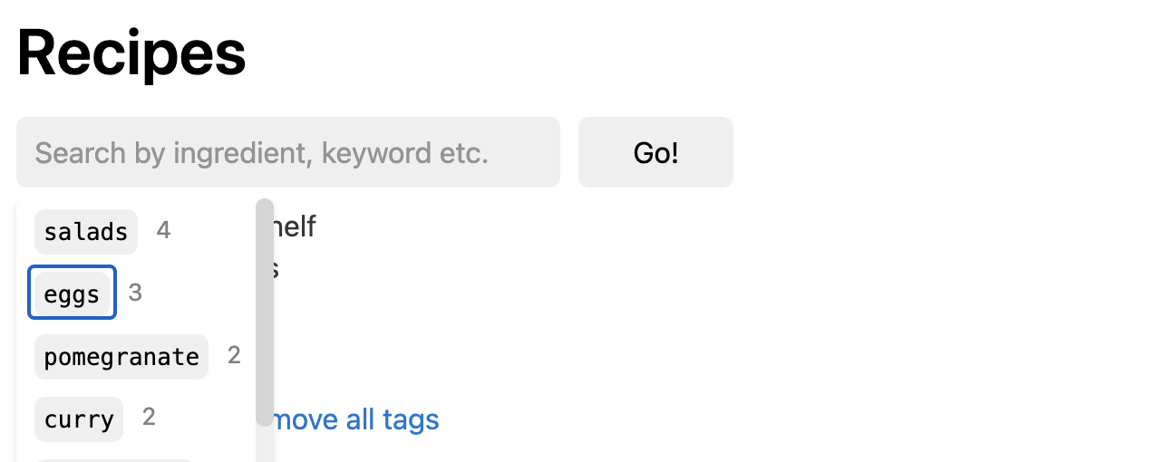 Type-ahead suggestions eggs